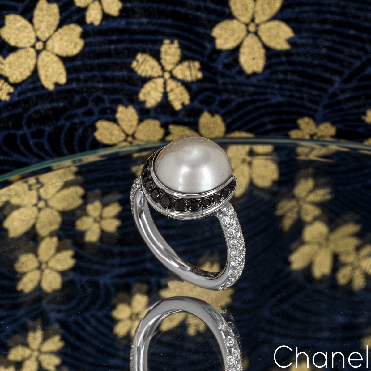 Chanel Platinum Pearl & Diamond Ring